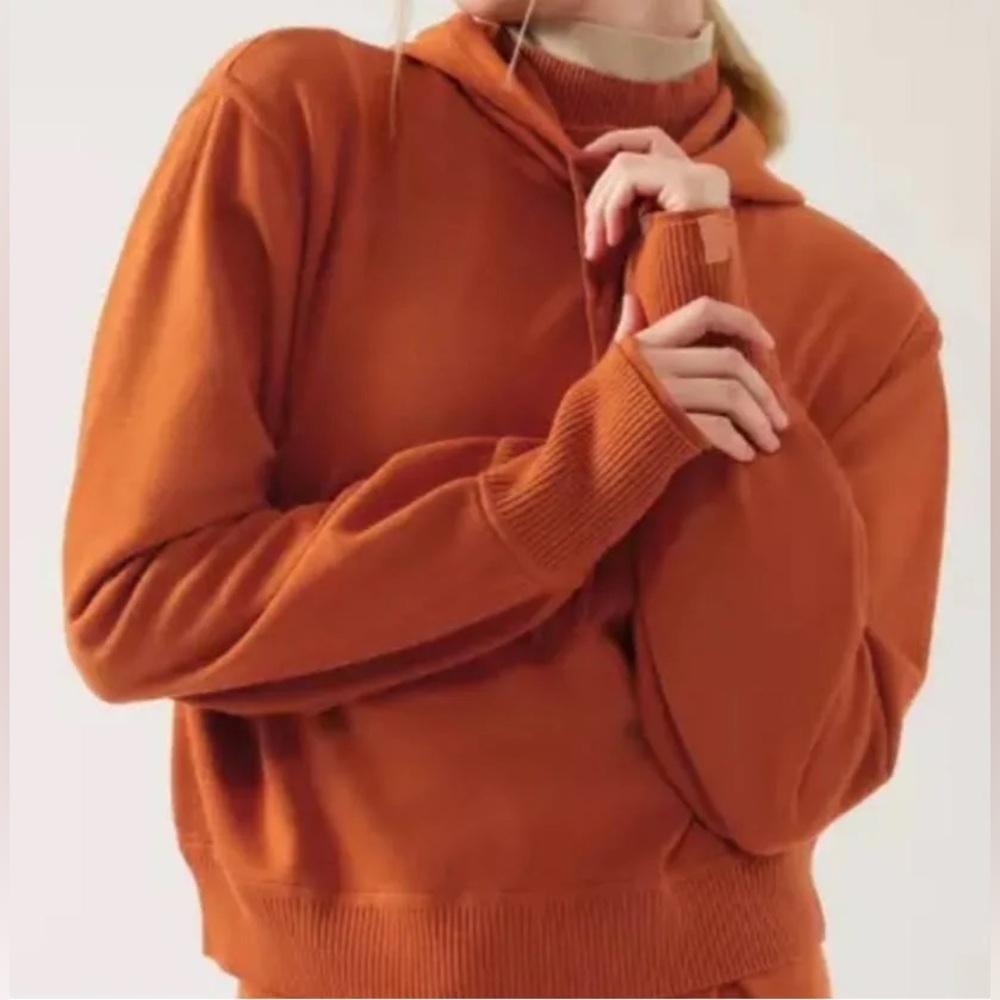 Athleta Women's MockNeck Hoodie Sweater in Rich Orange, XS